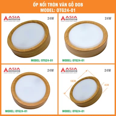 Đèn LED ốp nổi tròn vân gỗ DOB