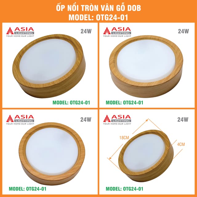 Đèn LED ốp nổi tròn vân gỗ DOB
