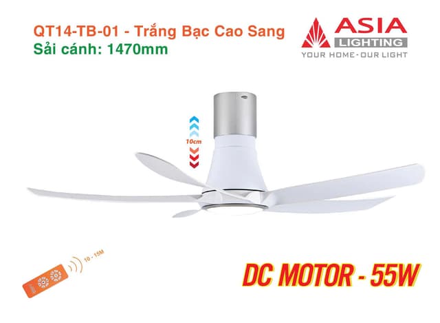 Quạt trần đèn cao cấp 05 cánh QT14